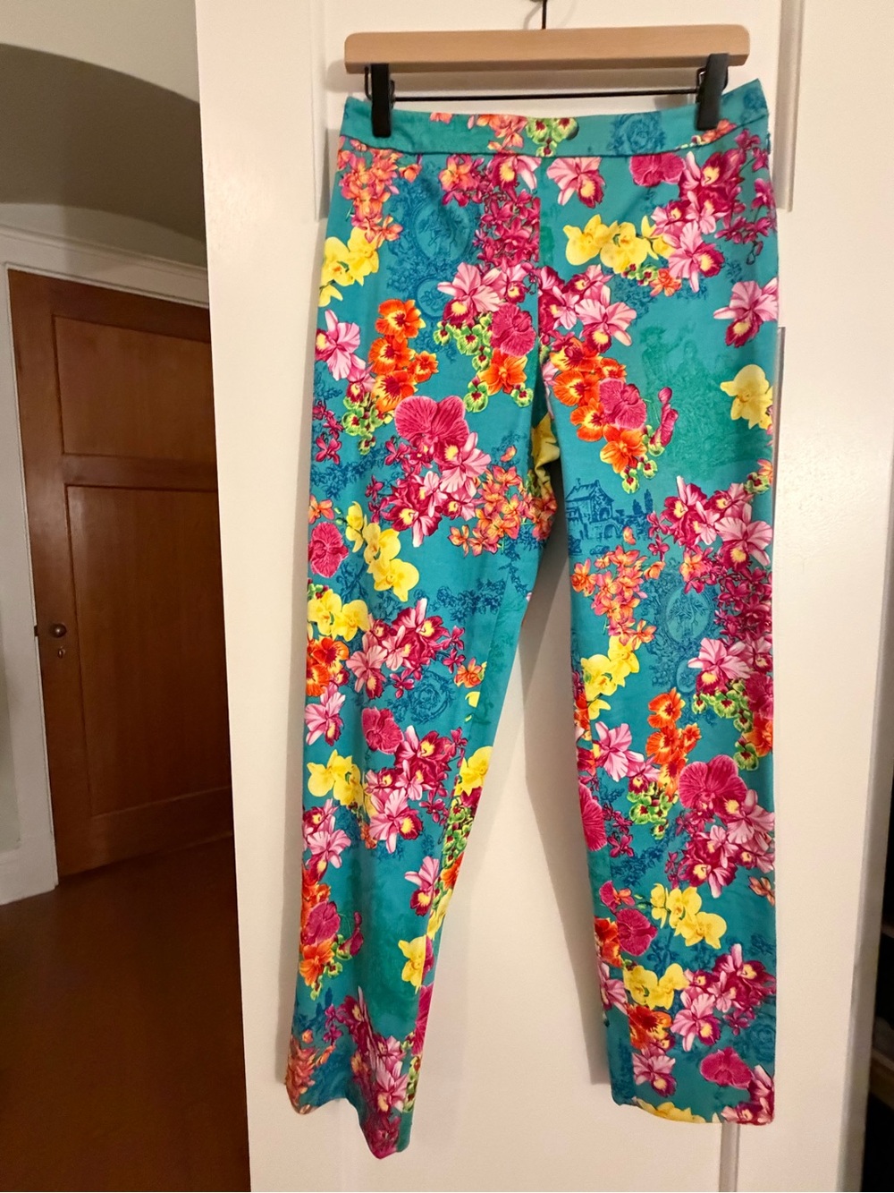 Carlisle Teal Floral Women’s Straight-Leg Pants